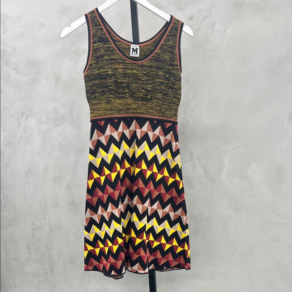 Missoni Yellow and Brown Chevron Mini Dress